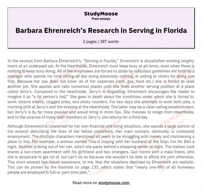 Serving in florida barbara ehrenreich