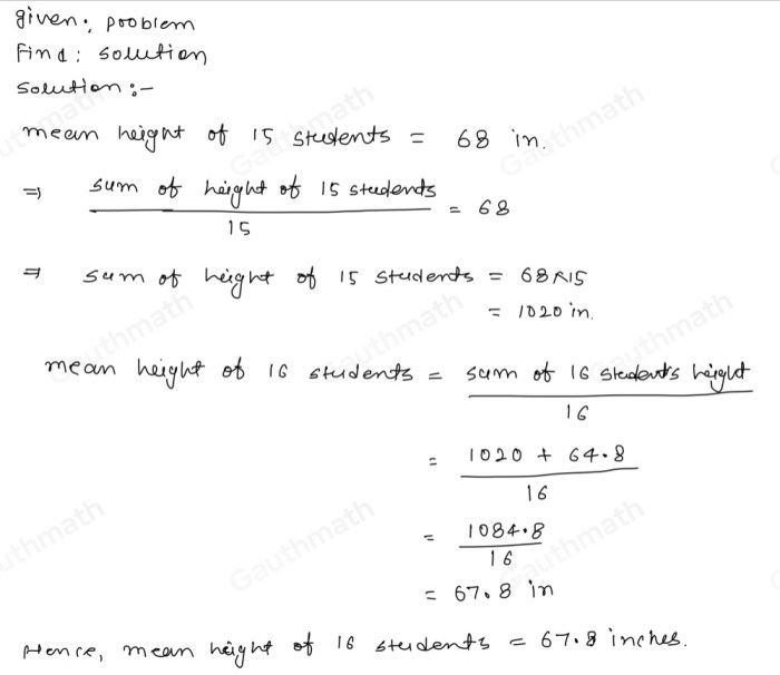 Mr zuro finds the mean height