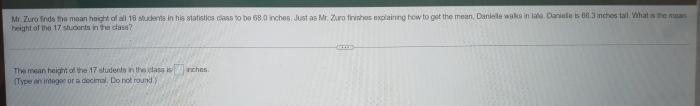 Mr zuro finds the mean height