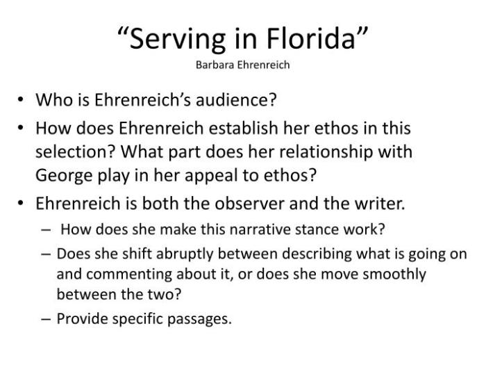 Serving in florida barbara ehrenreich